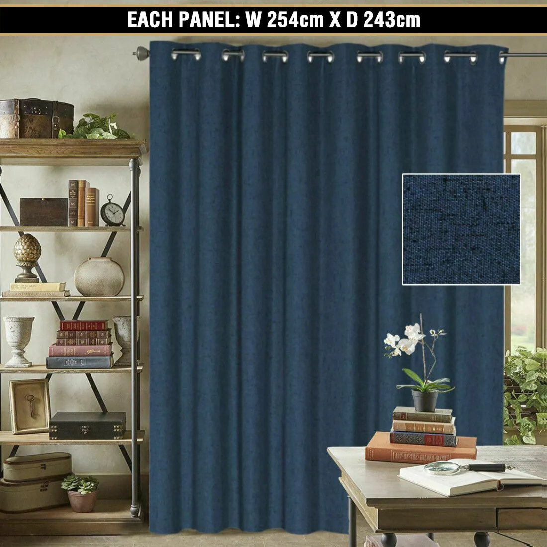 100% Blackout Curtains for Bedroom Linen Textured Double Wide Blockout Curtains