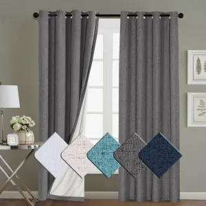 100% Blockout Curtains Pair Rich Linen Textured Full Blackout Curtain Draperies