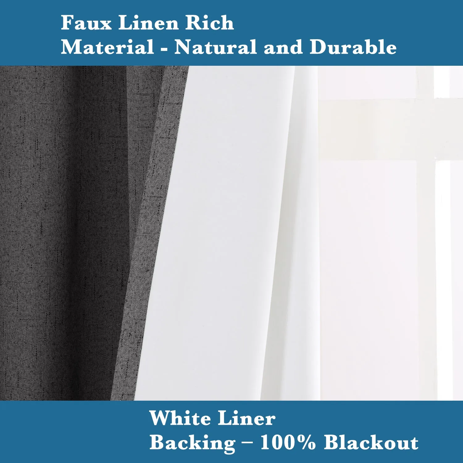 100% Blockout Curtains Pair Rich Linen Textured Full Blackout Curtain Draperies