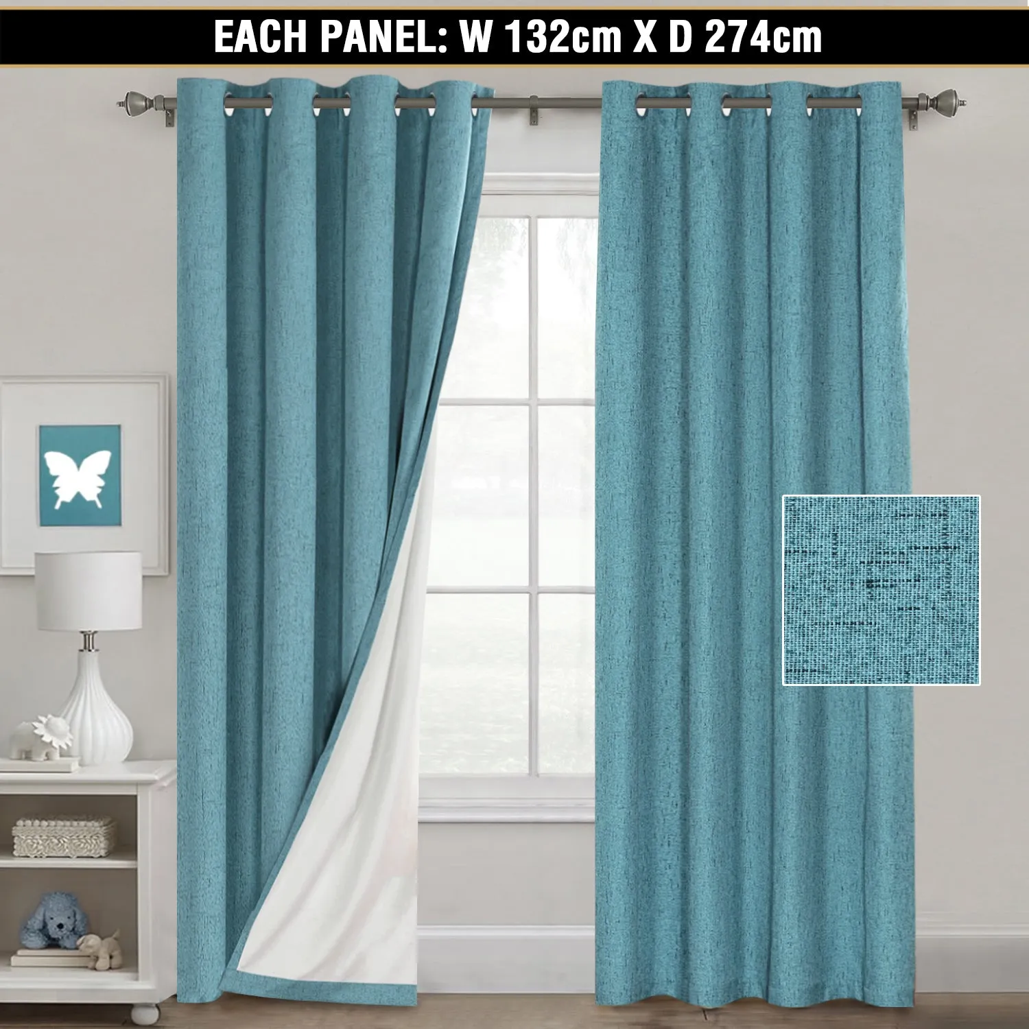 100% Blockout Curtains Pair Rich Linen Textured Full Blackout Curtain Draperies