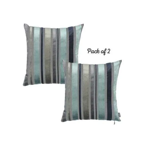 17"x17" Sky Blue Velvet Luxurious Throw Decorative Pillow Case Set of 2 pcs Square