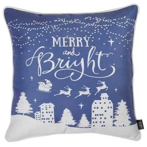 18"x18" Christmas Snow Printed Decorative Throw Pillow Cover