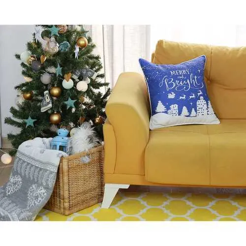 18"x18" Christmas Snow Printed Decorative Throw Pillow Cover