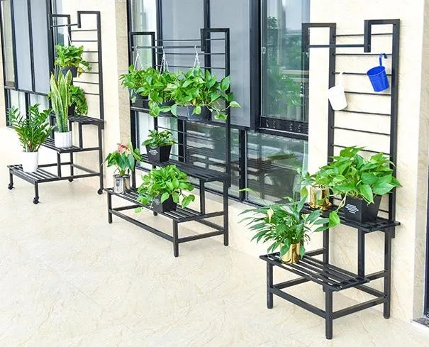 2 - 3 Steps Gardening Plant Rack With Wheels for Flower Pots (Black)