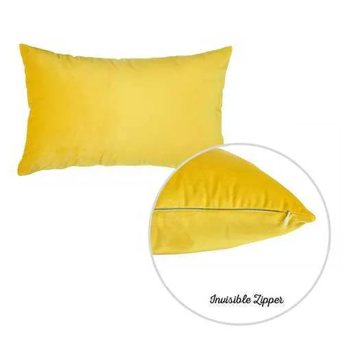 21"x14" Yellow Velvet Decorative Throw Pillow Cover (2 Pcs in set)