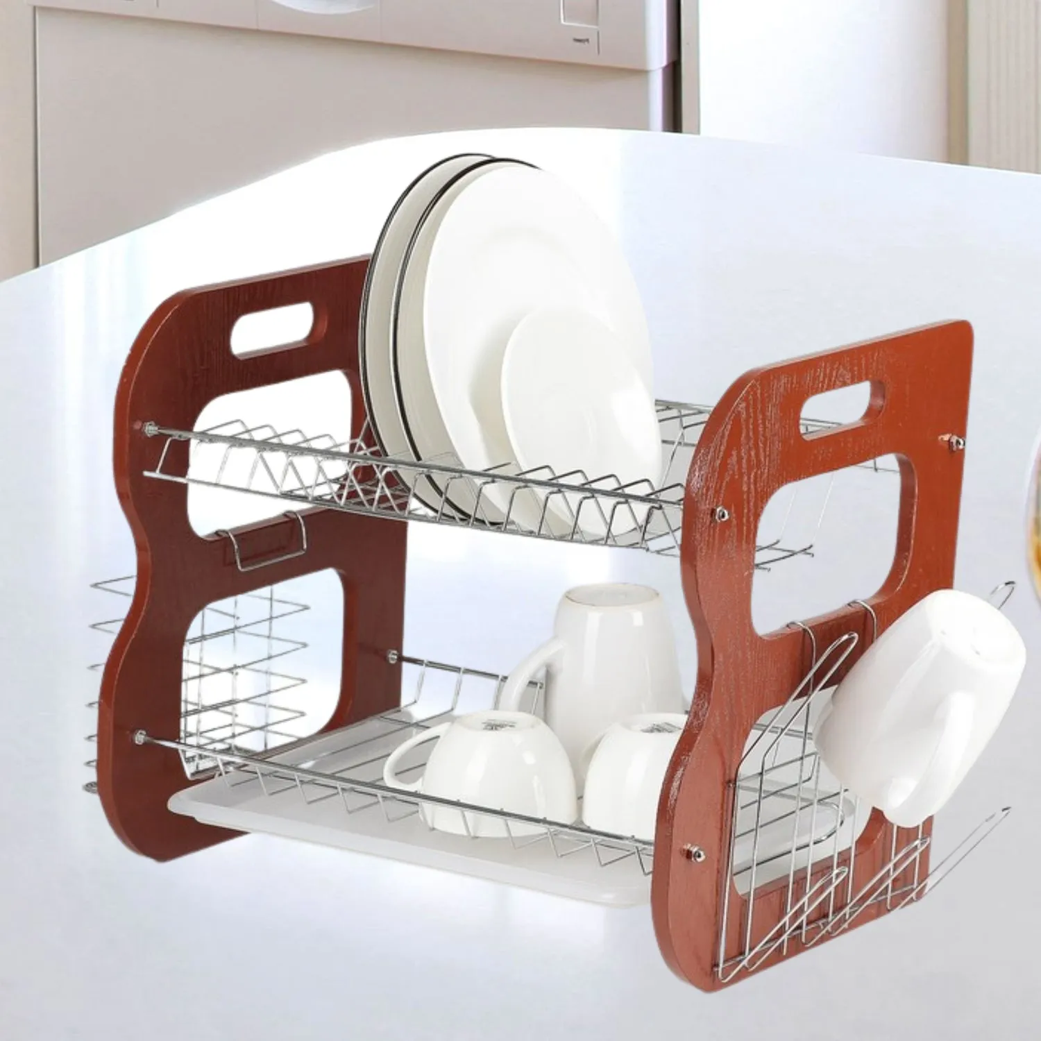 7666 Dish Drying Rack 2 Tier Attractive Design Rack For Kitchen Use