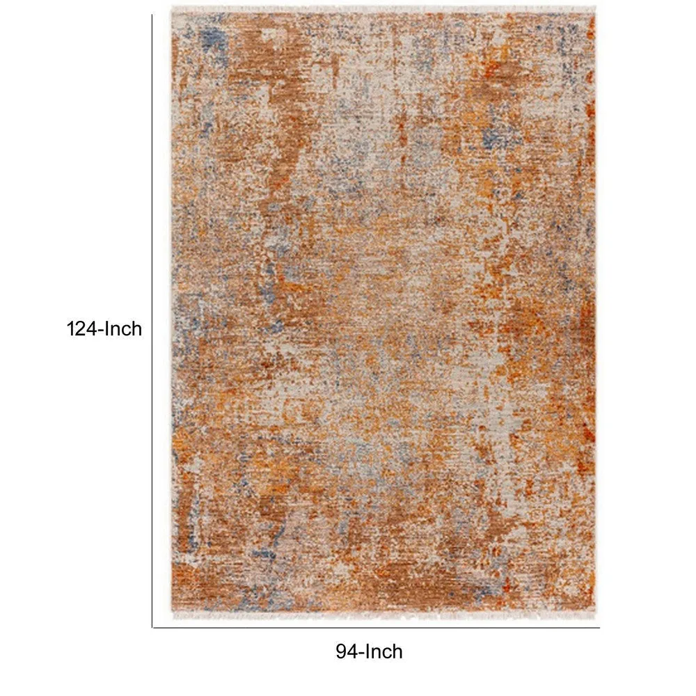 8 x 10 Modern Area Rug, Abstract Design, Soft Fabric, Orange, Brown, Blue By Casagear Home