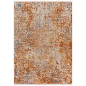 8 x 10 Modern Area Rug, Abstract Design, Soft Fabric, Orange, Brown, Blue By Casagear Home