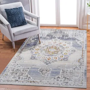 8X10 Cream/Gold /Medallion Non-Shedding Living Room Bedroom Dining Home Office Stylish and Stain Resistant Area Rug