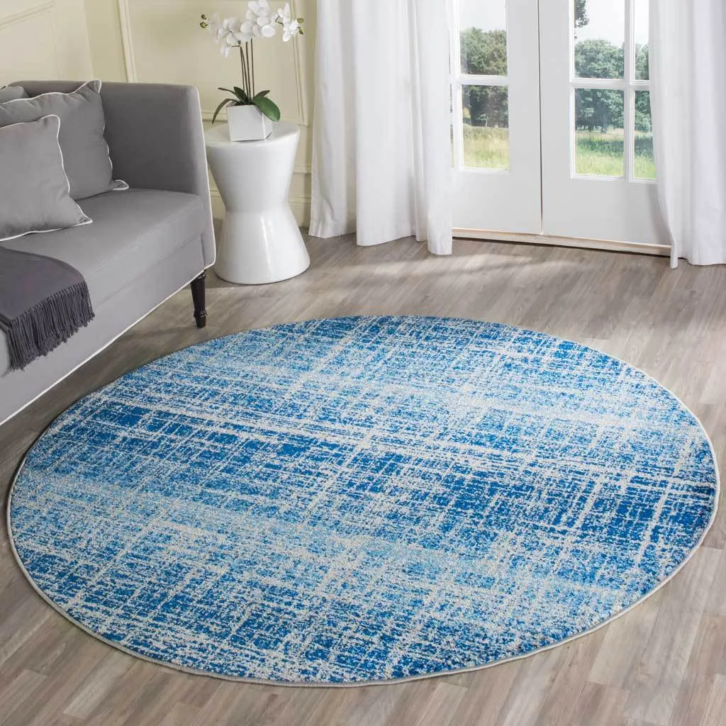 Adirondack Frequency Blue/Silver Round Rug