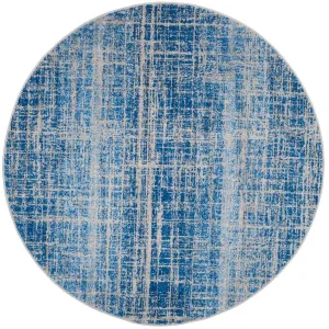 Adirondack Frequency Blue/Silver Round Rug