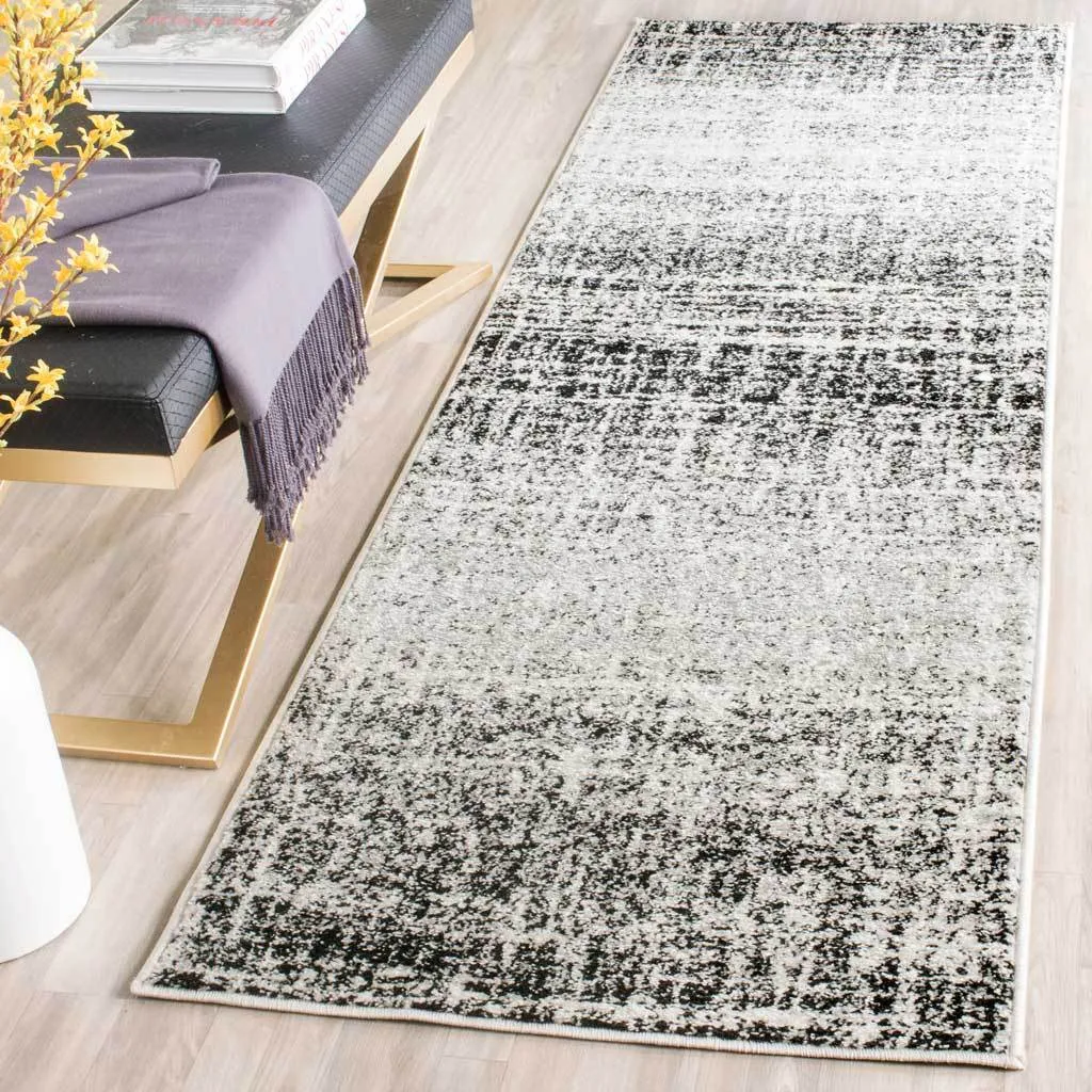 Adirondack Frequency Ivory/Black Runner Rug