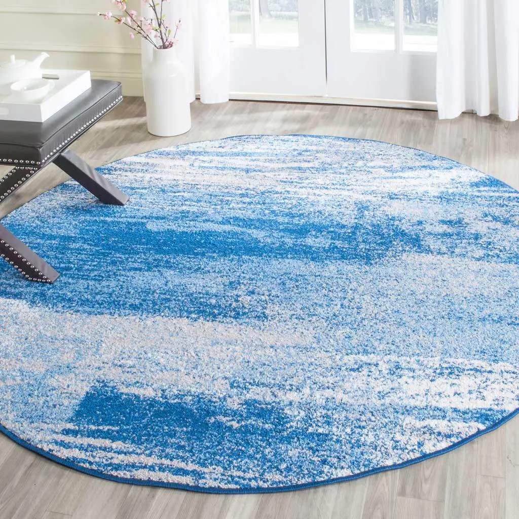 Adirondack Silver/Blue Round Rug