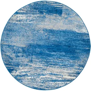 Adirondack Silver/Blue Round Rug