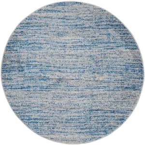 Adirondack Wave Blue/Silver Round Rug