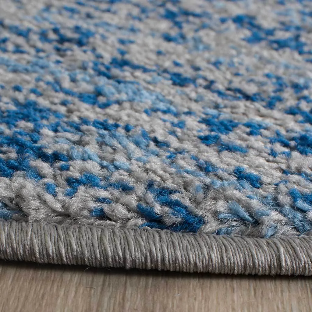 Adirondack Wave Blue/Silver Round Rug