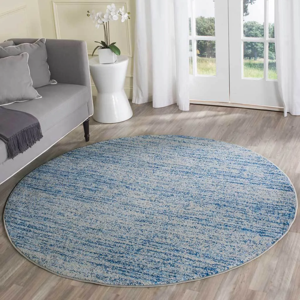 Adirondack Wave Blue/Silver Round Rug