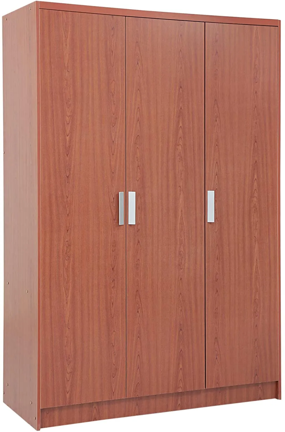 AFT Three Door Wooden Wardrobe with Drawers, Cherry Brown