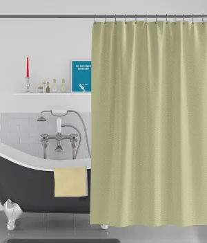 American-Elm Wave Textured Beige Anti Bacterial Water-Repellent Shower Curtain, Bathroom Curtains