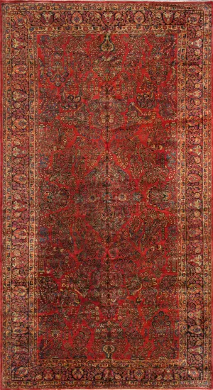 Antique Sarouk Collection Lamb's Wool Area Rug- 8' 9" X 16' 2" , Red