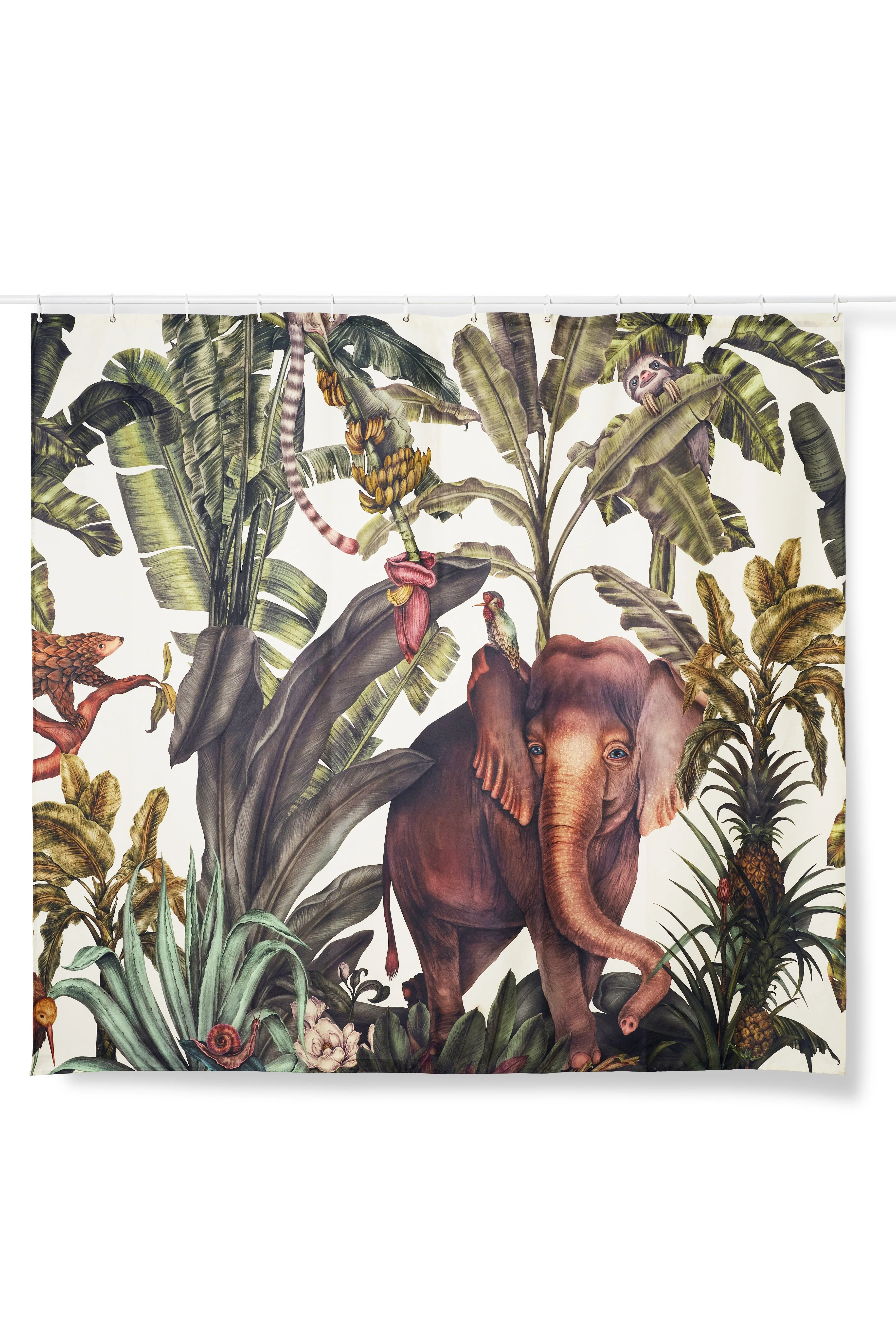 Artist Cotton Shower Curtain "Animal Kingdom" by Karina Eibatova