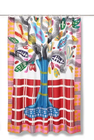 Artist Cotton Shower Curtain "Bouquet of Flowers" by Katherine Lodge