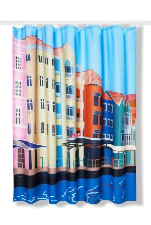 Artist Cotton Shower Curtain "Landing Point" by Sophie Probst