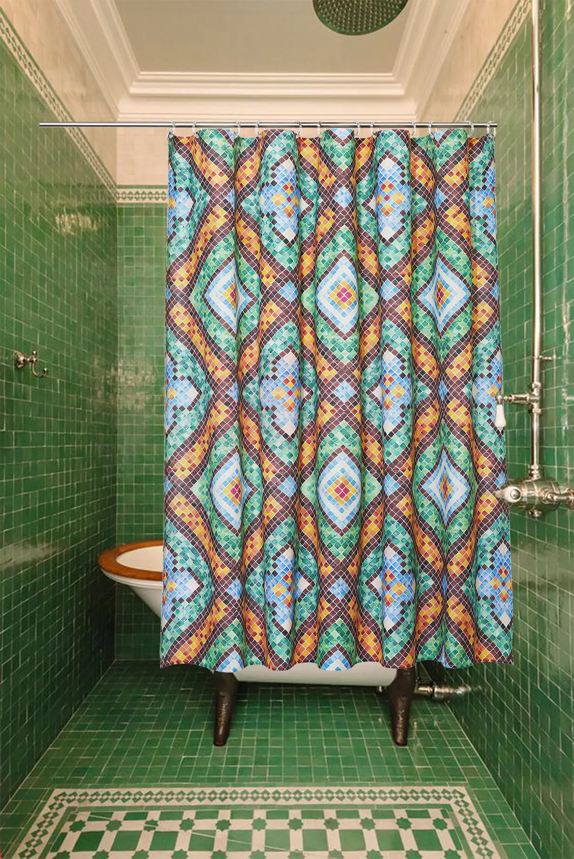 Artist Cotton Shower Curtain "Tilescapes" by Remo Mazzoni