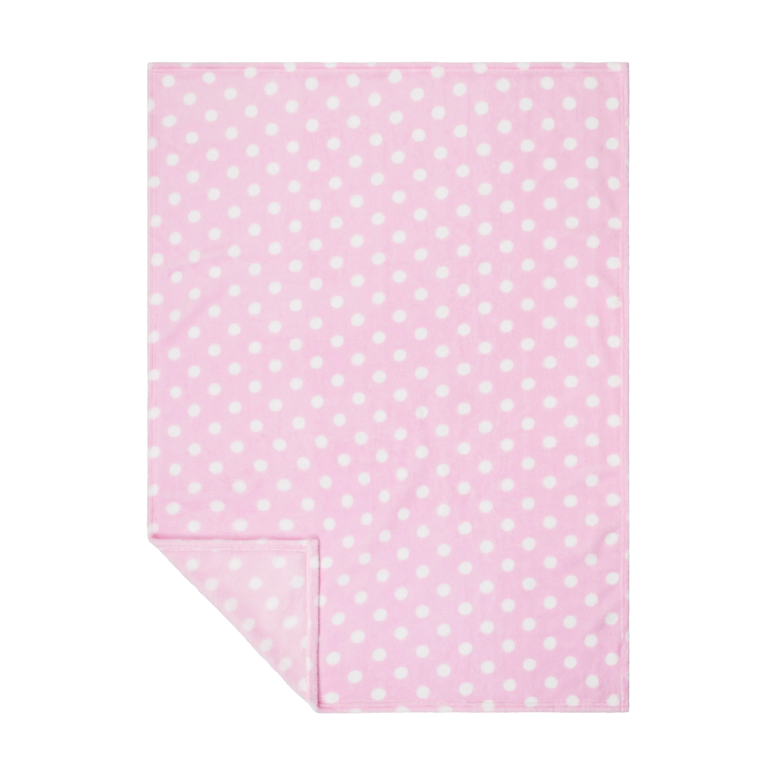 Baby Fleece Blanket - 30" by 40" - Light Pink/Dots