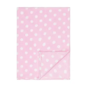 Baby Fleece Blanket - 30" by 40" - Light Pink/Dots