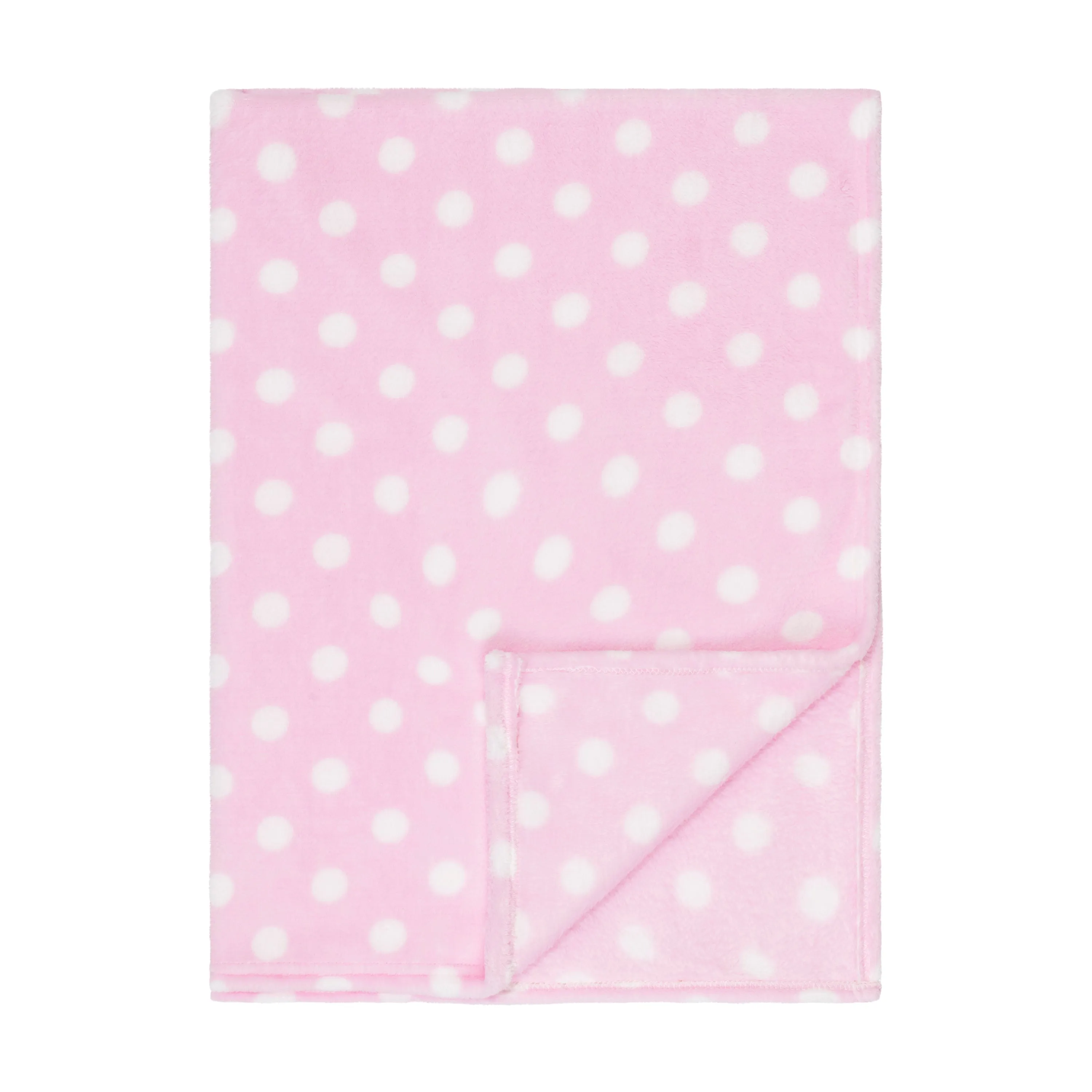 Baby Fleece Blanket - 30" by 40" - Light Pink/Dots