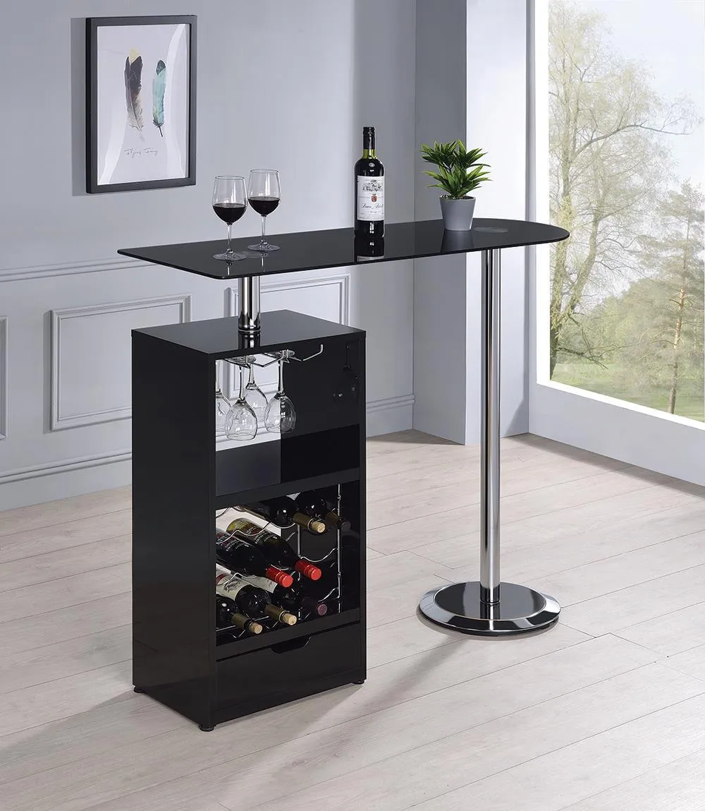 Bar Units: Contemporary - 1-drawer Bar Table Glossy Black