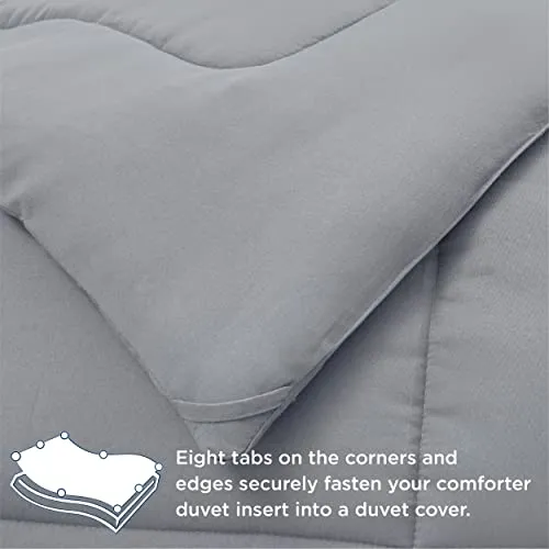 Bedsure Duvet Insert Queen Comforter Light Grey - All Season Quilted Down Alternative Comforter for Queen Bed, 300GSM Mashine Washable Microfiber Bedding Comforter with Corner Tabs