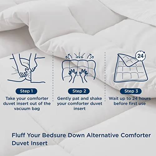 Bedsure Queen Comforter Duvet Insert - Quilted White, All Season Down Alternative Queen Size Bedding Comforter with Corner Tabs