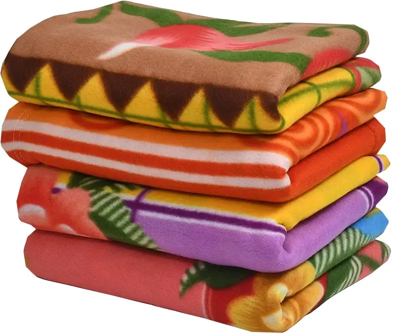 BENAVJI Printed Fleece Double Bed All Season Blanket Comforter Dohar 250TC - Pack of 5 (90 * 60, Printed) (10)