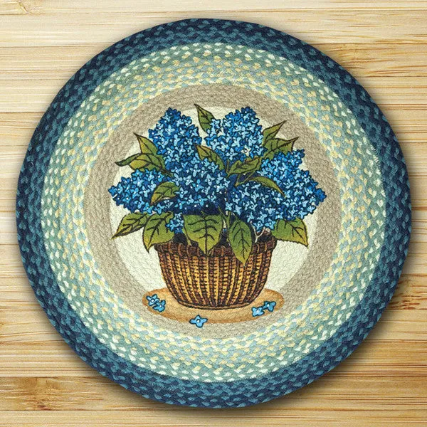 Blue Hydrangea Round Patch Rug