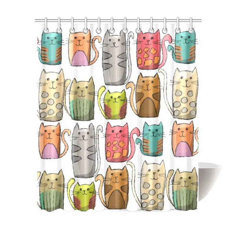 Cat Shower Curtain Colorful Cats