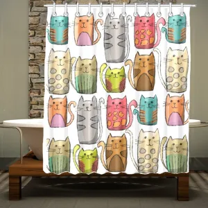 Cat Shower Curtain Colorful Cats