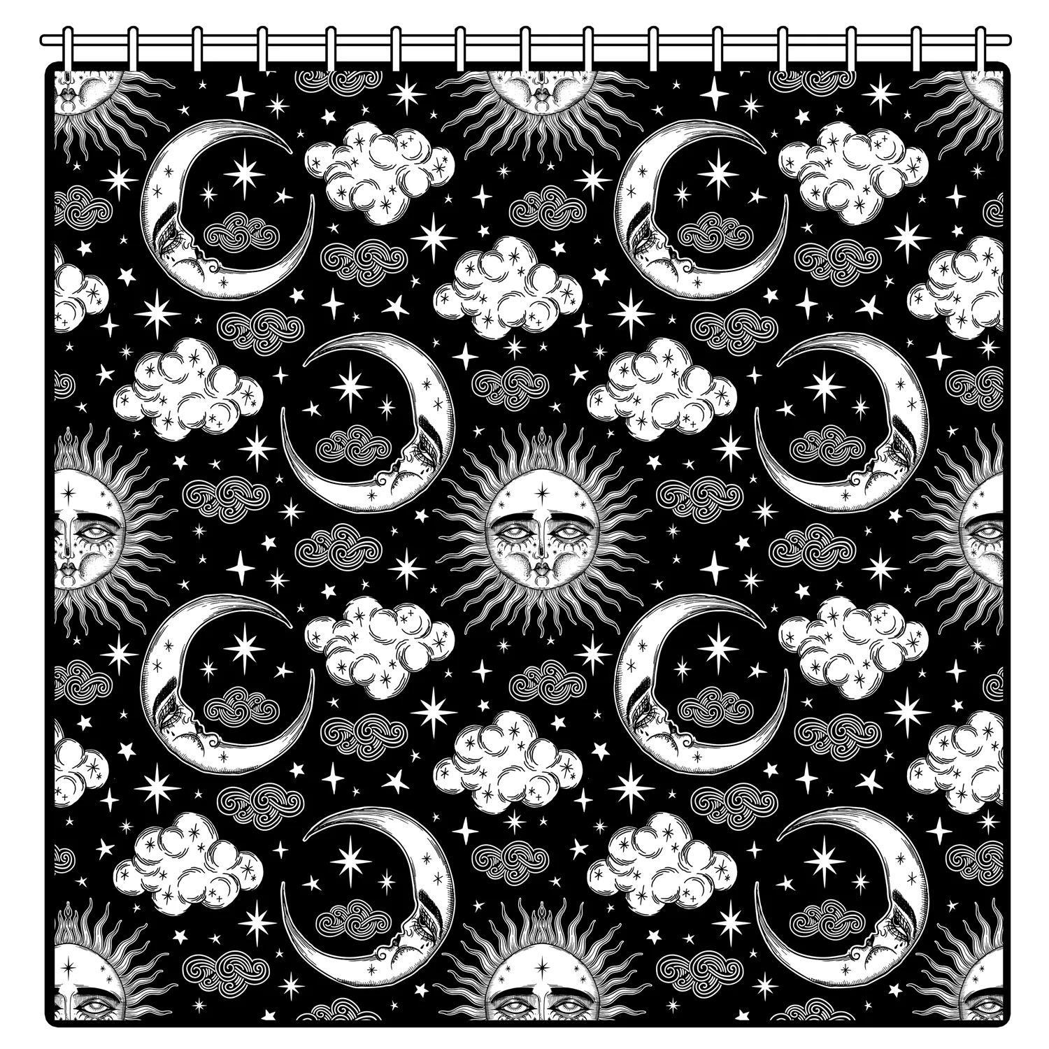 Celestial Sun And Moon Shower Curtain