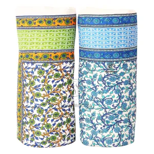 CHHAARODIYA Jaipuri Rajasthani Traditional Pure Cotton Single Bed Soft Jaipuri Ac/Winter Quilt/Razai Floral Blue&Green Print (55 X 85 Inch Stitch Including,Set Of 2,Reversible,Lightweight),300 TC