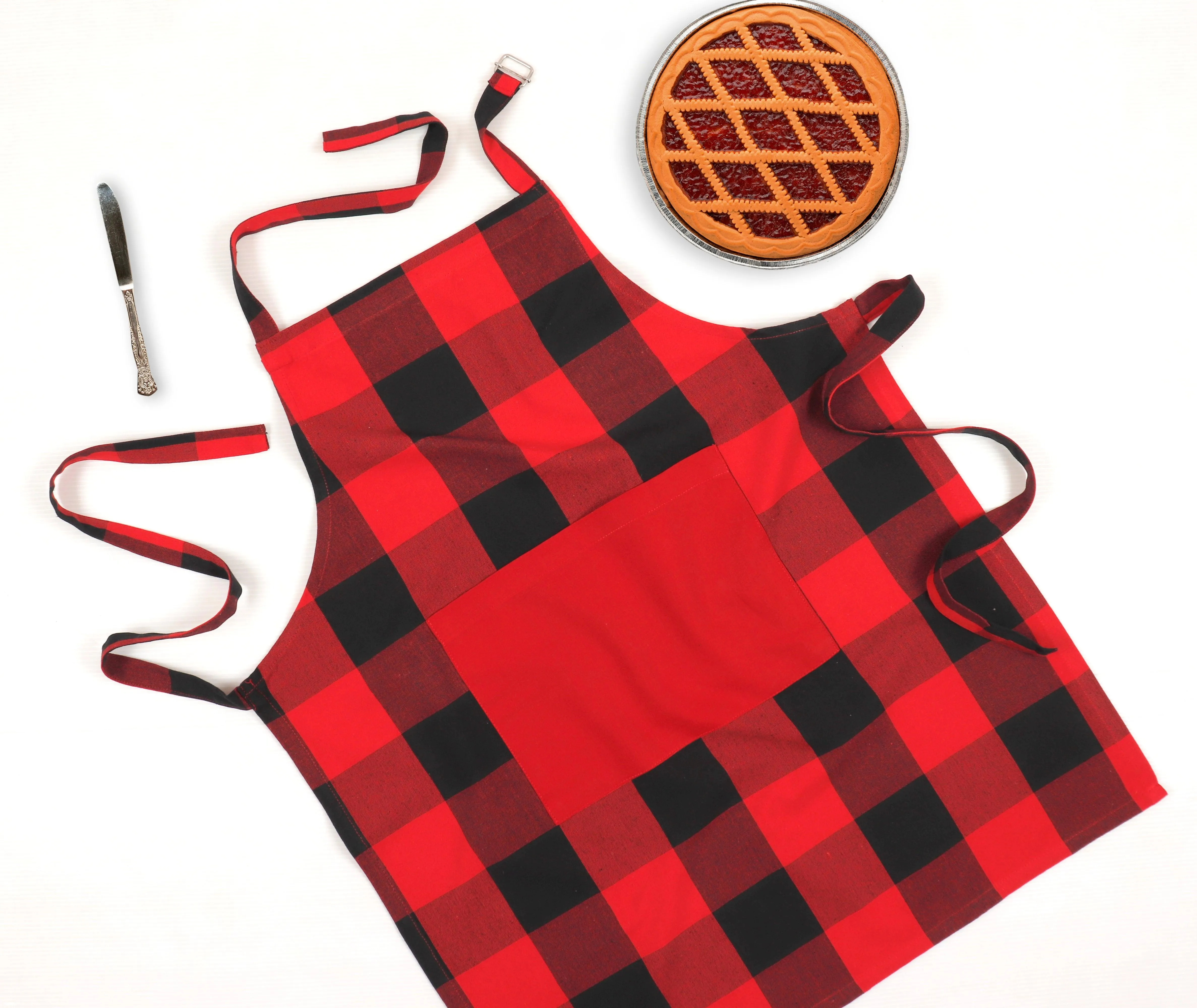 Cotton Big Check Free Size Apron Pack of 1