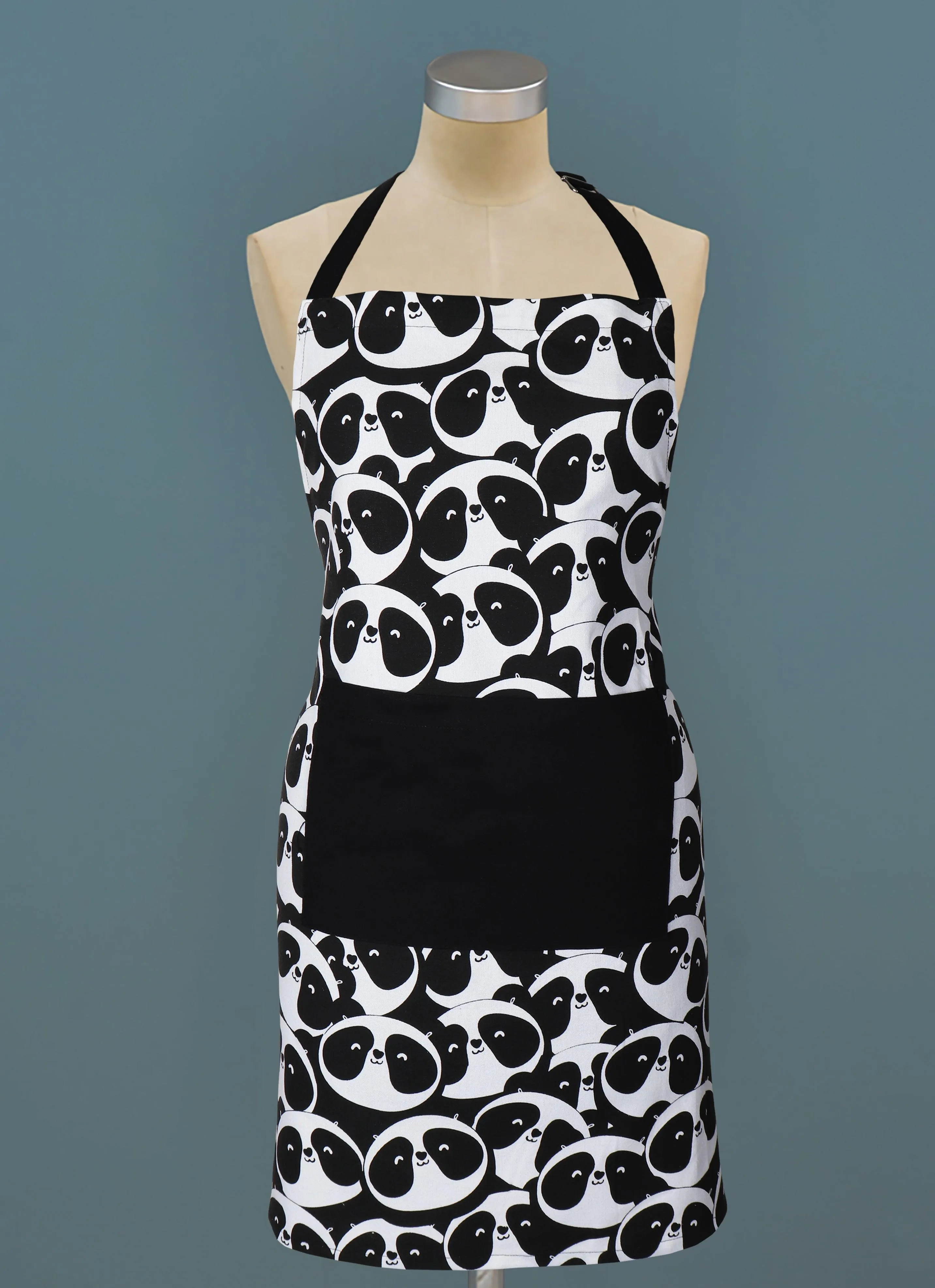 Cotton Black Panda Free Size Apron Pack of 1