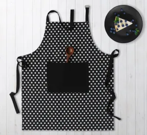 Cotton Black Polka Dot with Solid Pocket Free Size Apron Pack Of 1