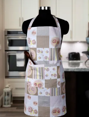 Cotton Check Flower Free Size Apron Pack Of 1