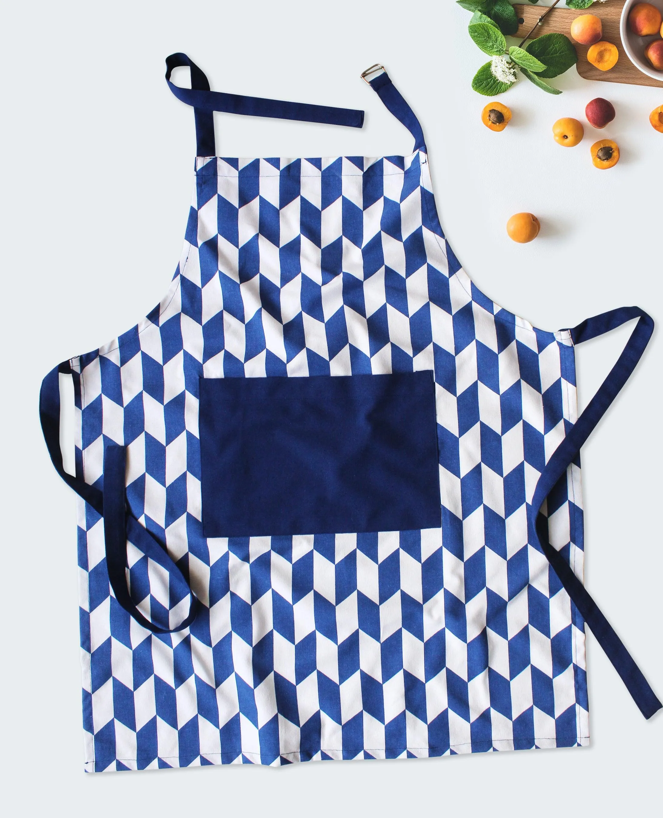 Cotton Classic Diamond Blue Free Size Apron Pack of 1