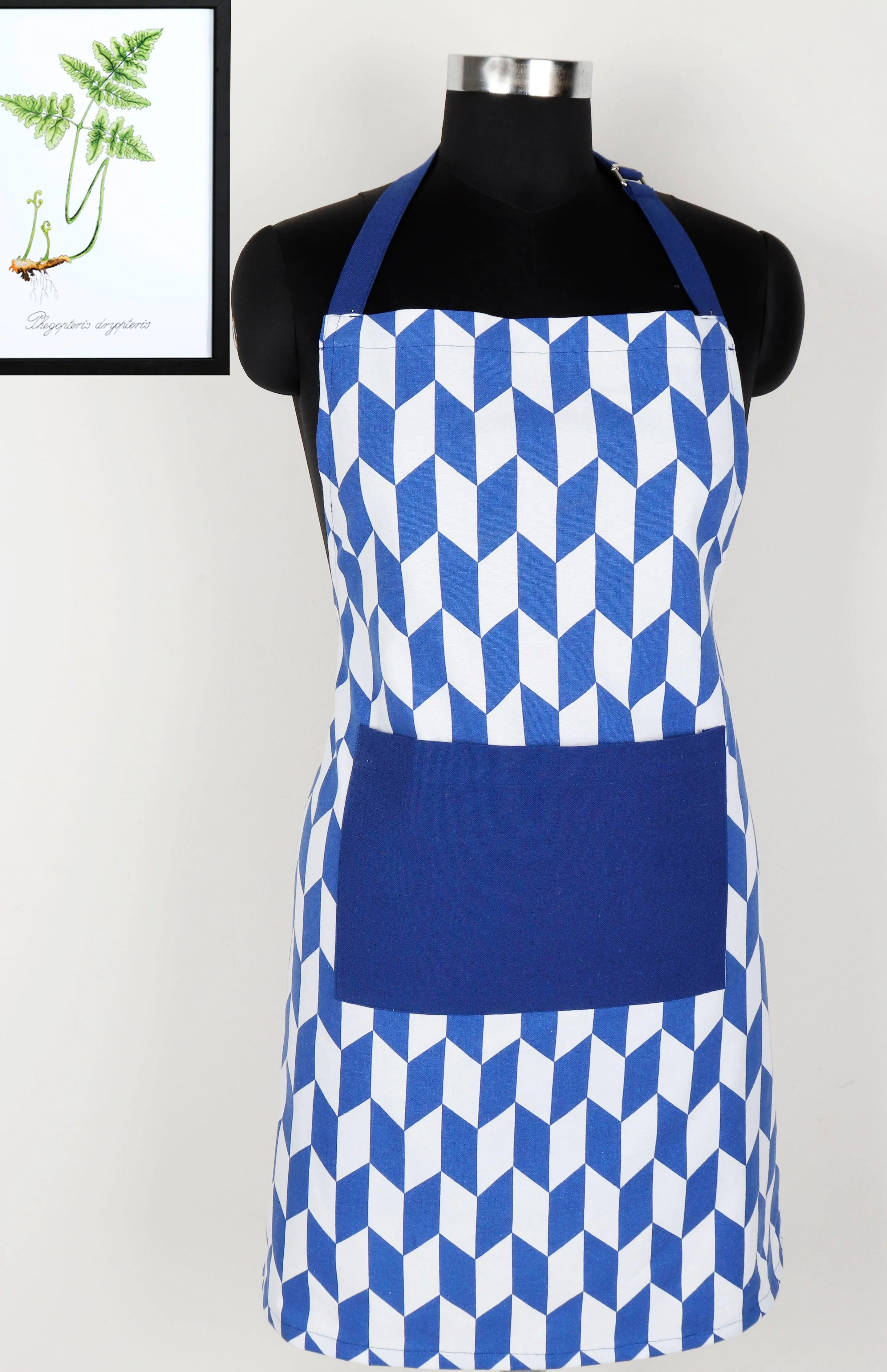 Cotton Classic Diamond Blue Free Size Apron Pack of 1