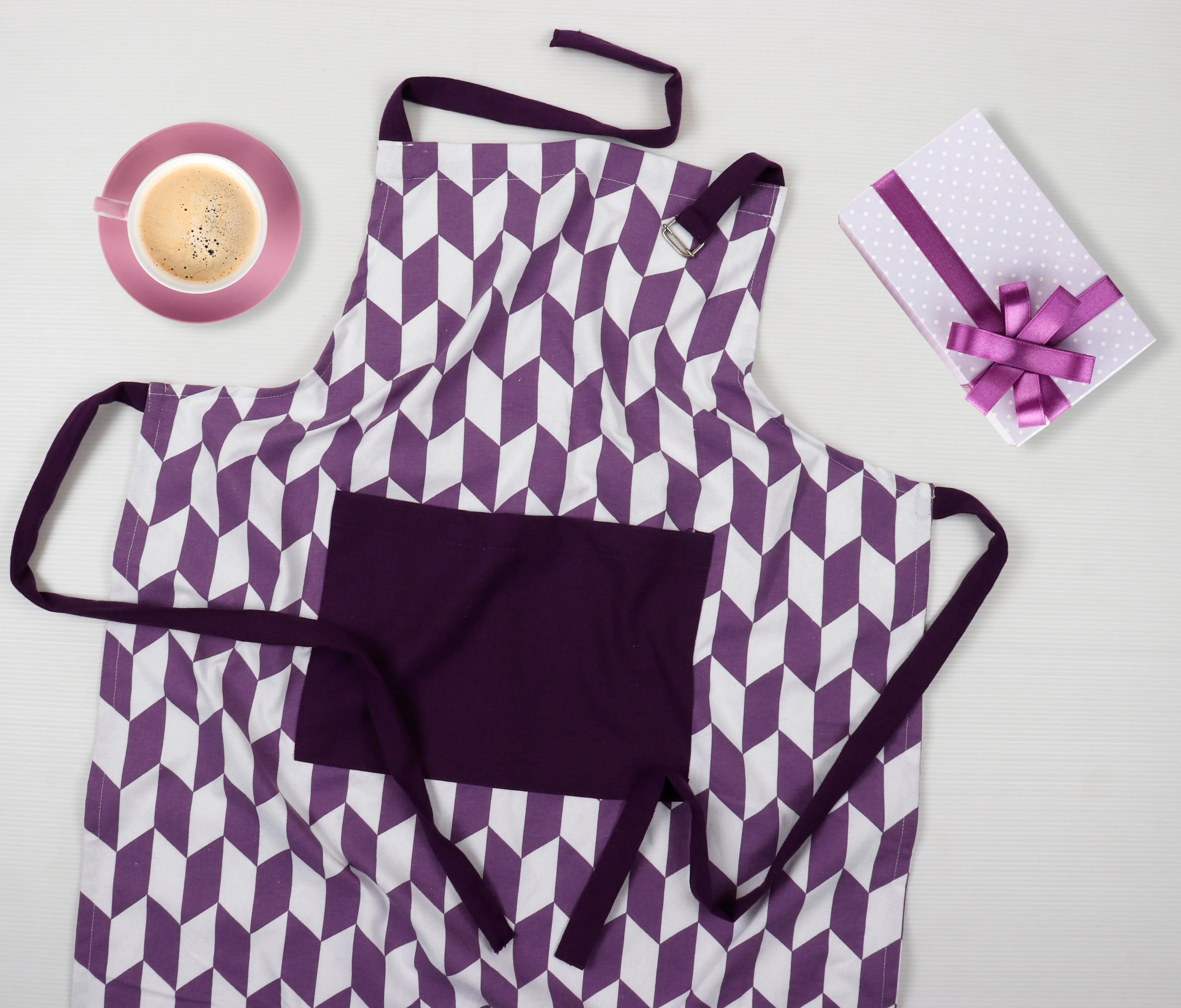 Cotton Classic Diamond Purple Free Size Apron Pack of 1