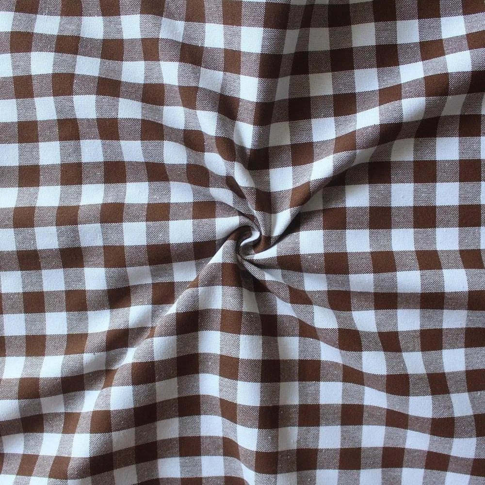 Cotton Gingham Check Brown Free Size Apron Pack Of 1