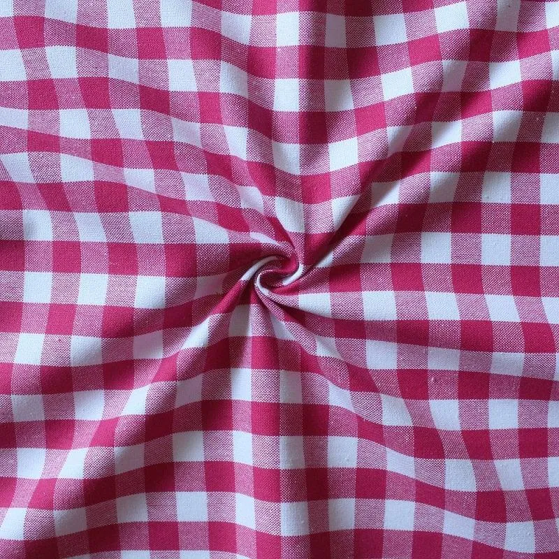 Cotton Gingham Check Pink With Solid Pocket Free Size Apron Pack Of 1