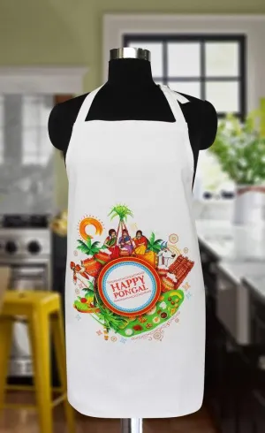 Cotton Happy Pongal Free Size Apron Pack Of 1